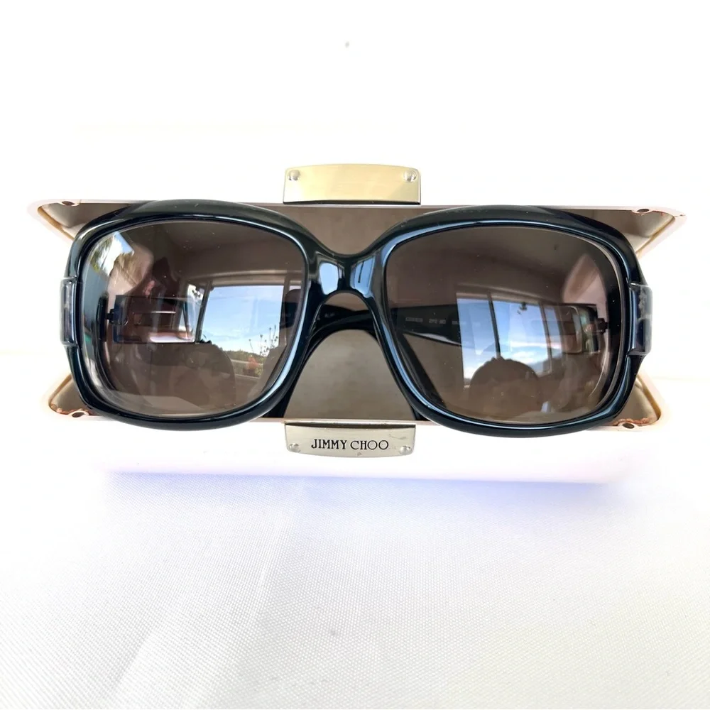 JIMMY CHOO Italy Essie ZP2 BD Rectangle Lenses Leopard w Silver Frame Glasses - Picture 2 of 15